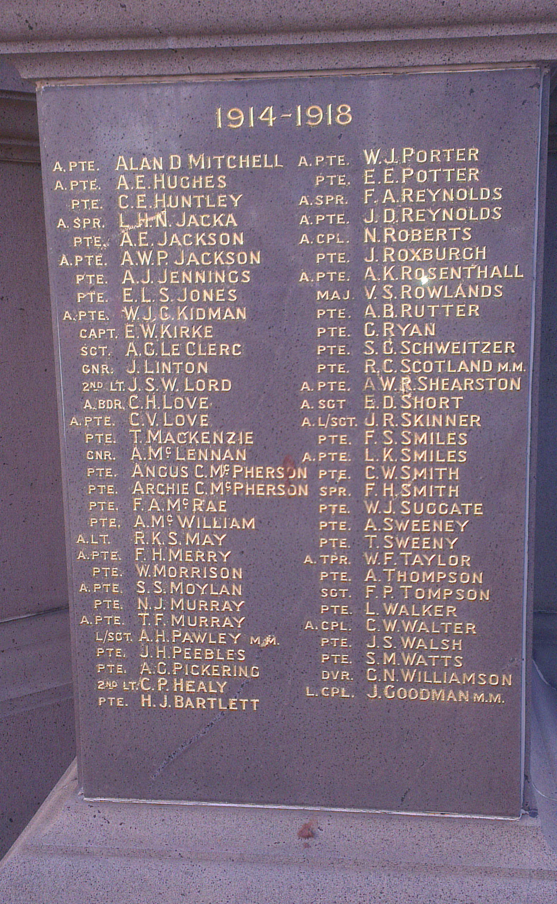 Photo of photos/Alick McLennan (Gnr) d1917 Manly cenotaph
